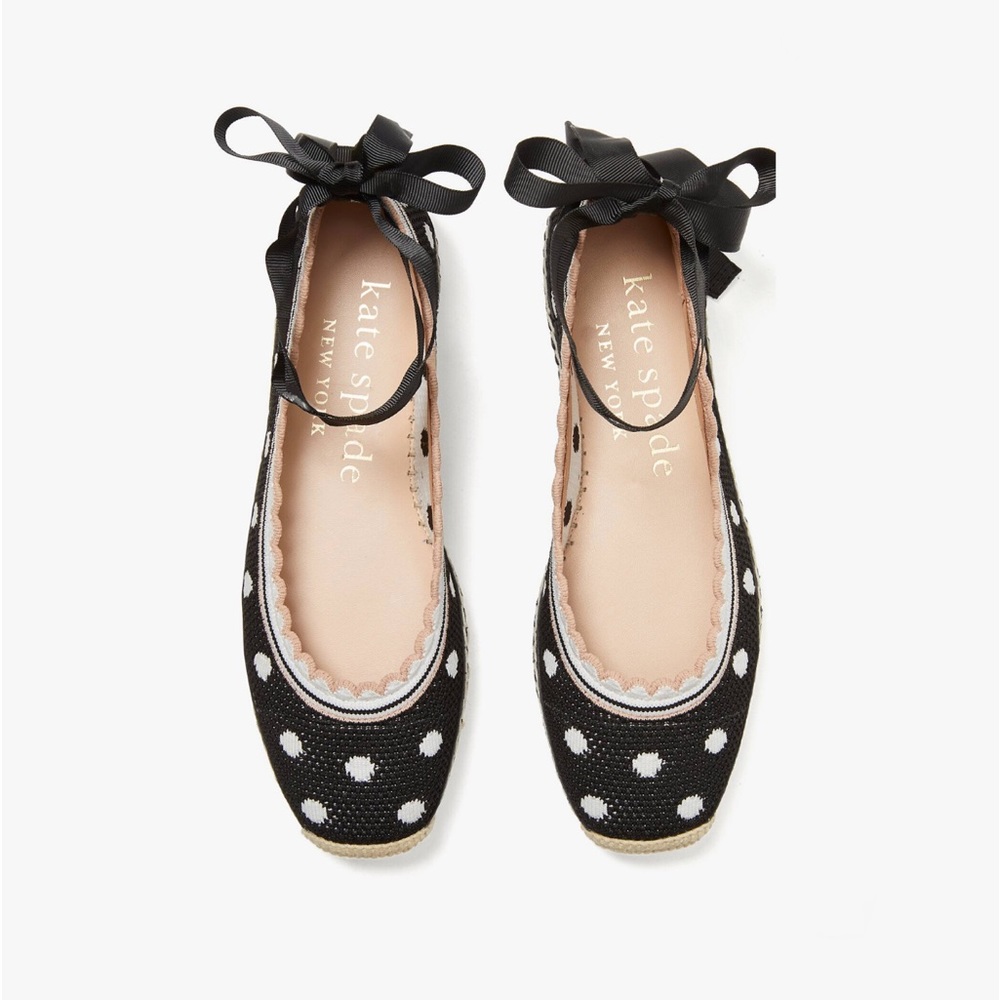 ♠️Kate Spade Knottingham Dots Knit Espadrilles Flats, Black NIB - Picture 10 of 15